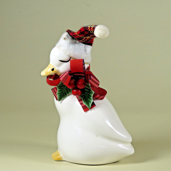 VTG Ceramic Christmas Goose Duck Hat Bow Figurine Decor Artistic Expressions 6” - Picture 14 of 16